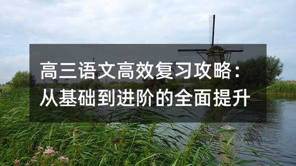 高三語文高效復習攻略:從基礎到進階的全面提升