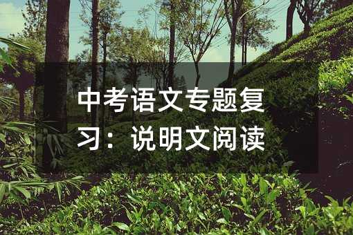 中考語文專題復習:說明文閱讀