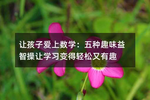 讓孩子愛上數學:五種趣味益智操讓學習變得輕松又有趣