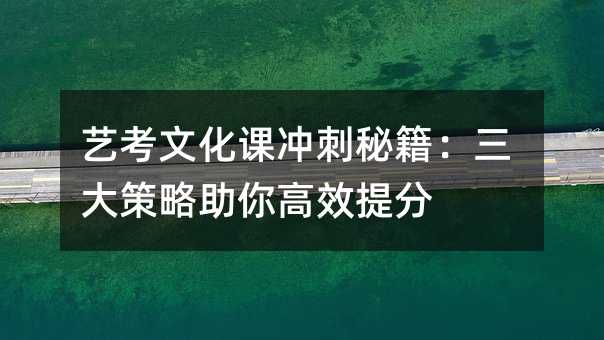 藝考文化課沖刺秘籍:三大策略助你高效提分
