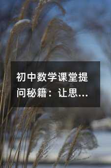 初中數(shù)學(xué)課堂提問秘籍:讓思維火花在對(duì)話中綻放
