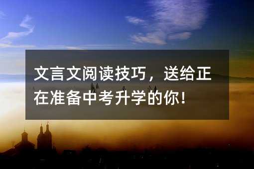 文言文閱讀技巧,送給正在準(zhǔn)備中考升學(xué)的你!