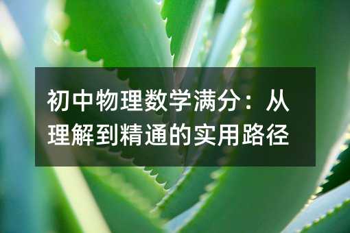 初中物理數學滿分:從理解到精通的實用路徑
