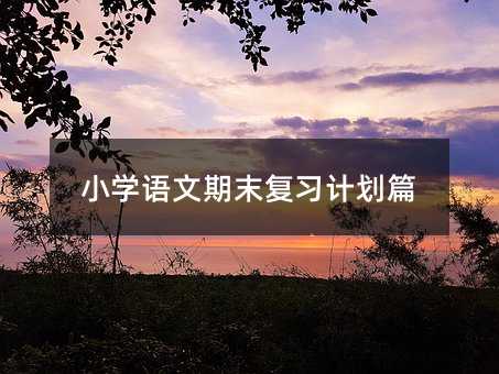 小學(xué)語文期末復(fù)習(xí)計(jì)劃篇