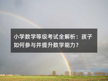 小學數學等級考試全解析:孩子如何參與并提升數學能力?