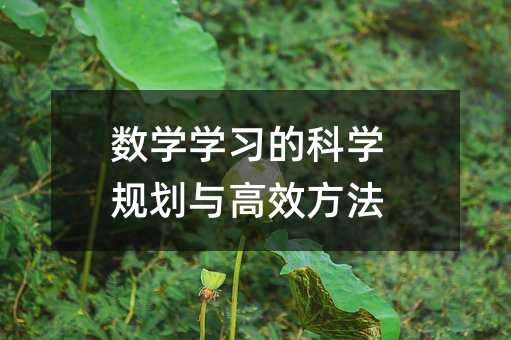 數學學習的科學規劃與高效方法