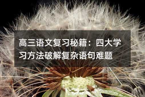 高三語文復習秘籍:四大學習方法破解復雜語句難題