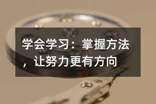學會學習:掌握方法,讓努力更有方向