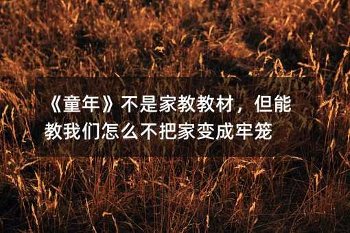 《童年》不是家教教材,但能教我們怎么不把家變成牢籠
