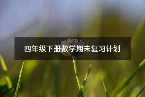 四年級下冊數學期末復習計劃