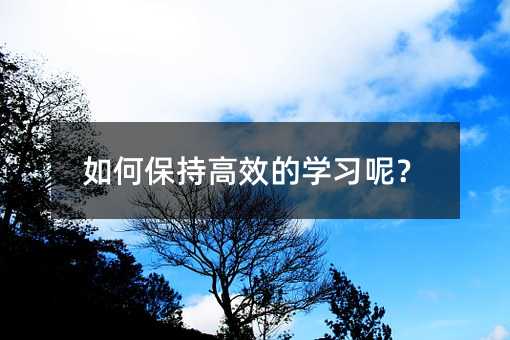 如何保持高效的學習呢?