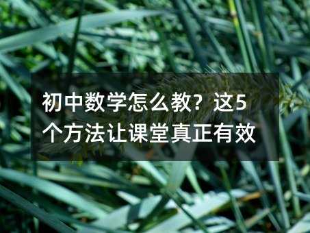 初中數(shù)學(xué)怎么教?這5個(gè)方法讓課堂真正有效