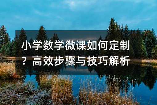 小學數學微課如何定制?高效步驟與技巧解析