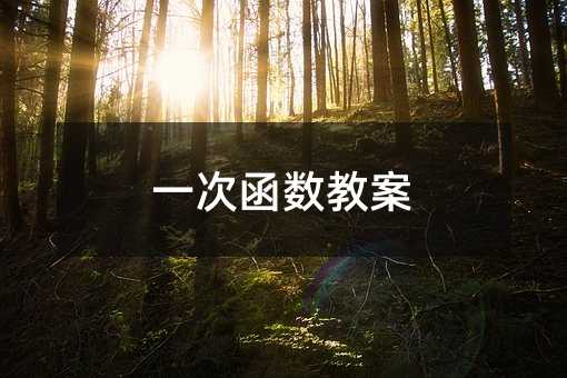 一次函數(shù)教案