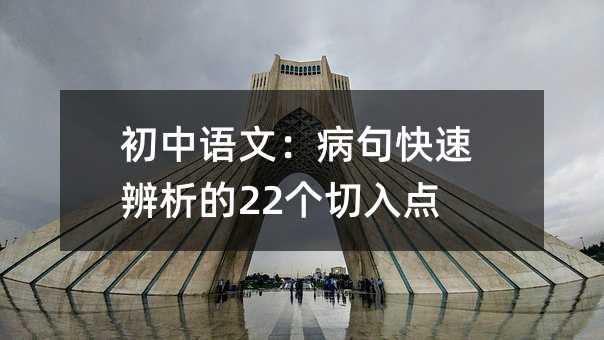 初中語文:病句快速辨析的22個切入點