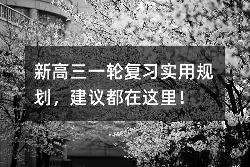 新高三一輪復習實用規劃,建議都在這里!