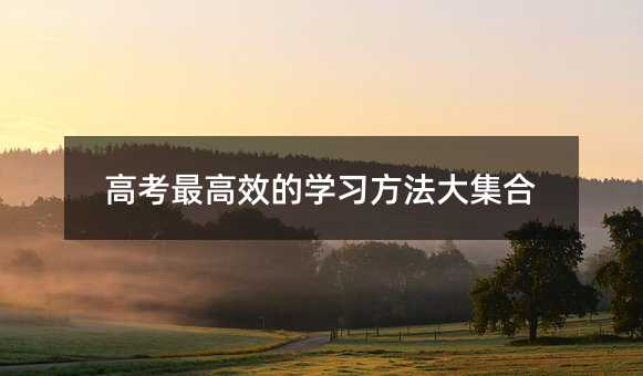 高考最高效的學(xué)習(xí)方法大集合