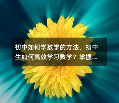 初中如何學數學的方法,初中生如何高效學習數學?掌握這些方法提升成績!