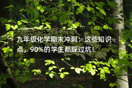 九年級化學期末沖刺:這些知識點,90%的學生都踩過坑!