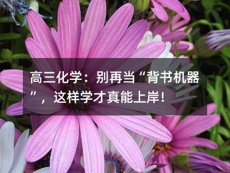 高三化學:別再當“背書機器”,這樣學才真能上岸!