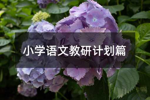 小學語文教研計劃篇
