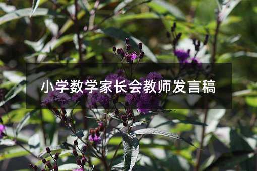 小學(xué)數(shù)學(xué)家長會教師發(fā)言稿