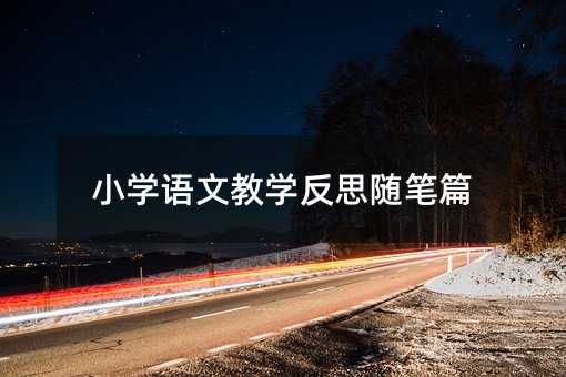 小學語文教學反思隨筆篇