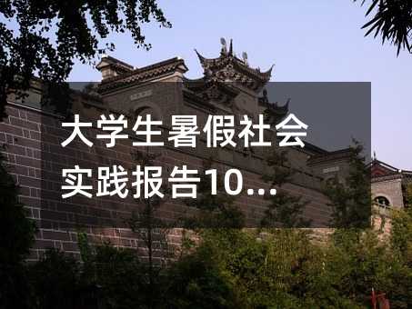 大學生暑假社會實踐報告1000字篇