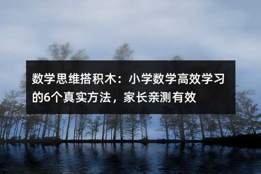 數(shù)學(xué)思維搭積木:小學(xué)數(shù)學(xué)高效學(xué)習(xí)的6個(gè)真實(shí)方法,家長(zhǎng)親測(cè)有效