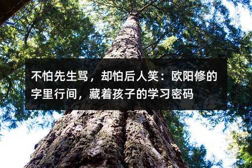 不怕先生罵,卻怕后人笑:歐陽修的字里行間,藏著孩子的學(xué)習(xí)密碼