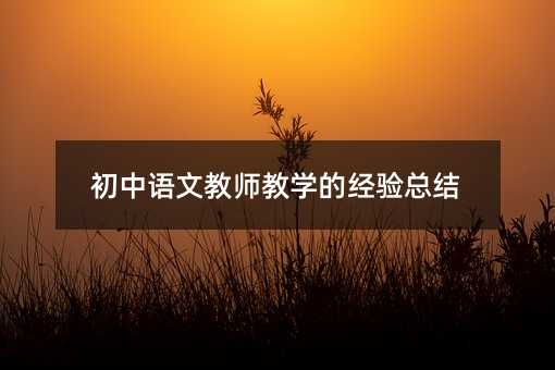 初中語文教師教學(xué)的經(jīng)驗(yàn)總結(jié)