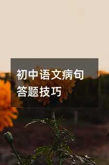 初中語文病句答題技巧