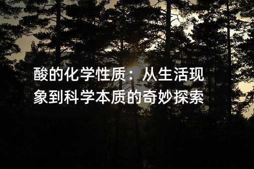 酸的化學性質:從生活現象到科學本質的奇妙探索