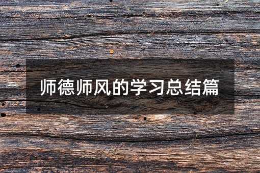 師德師風的學習總結篇