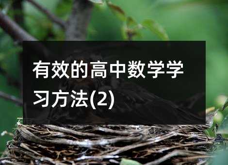 有效的高中數學學習方法(2)
