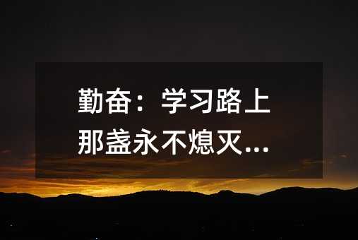 勤奮:學(xué)習(xí)路上那盞永不熄滅的燈