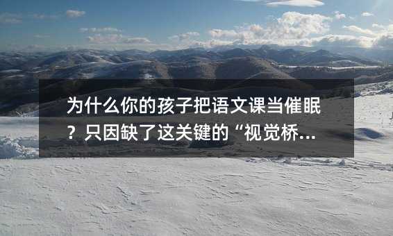 為什么你的孩子把語文課當(dāng)催眠?只因缺了這關(guān)鍵的“視覺橋梁”
