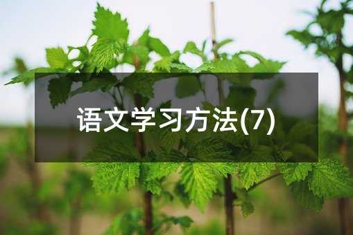語文學習方法(7)